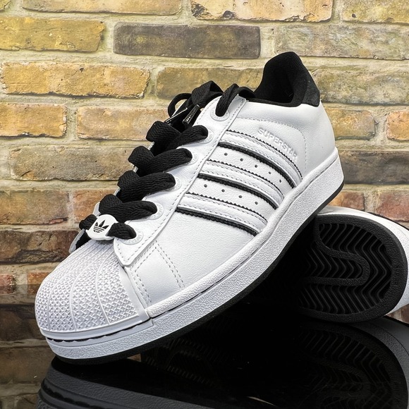 Adidas Superstar II Shoes Womens 6 , Mens 5 White Black Leather - Picture 1 of 8